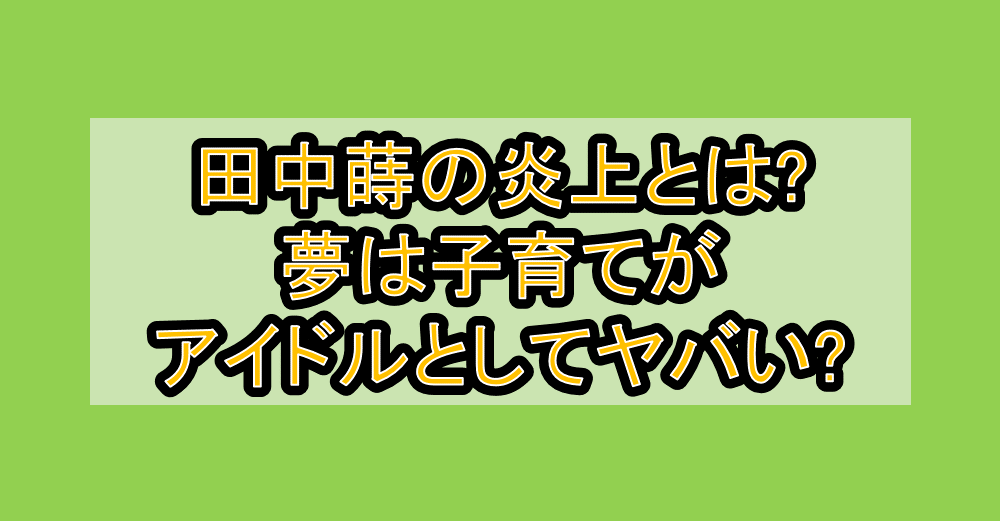 田中蒔の炎上とは?夢は子育てがアイドルとしてヤバい?
