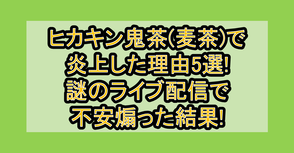 ヒカキン鬼茶(麦茶)で炎上した理由5選!謎のライブ配信で不安煽った結果!